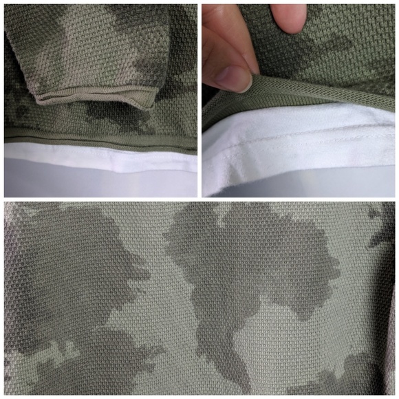 Zara Green Camo Faux White Layered Thermal Shirt M - Picture 2 of 5